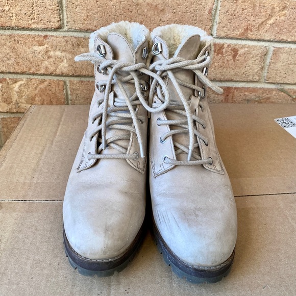 Aldo Jollyra Beige Sherpa/Winter Combat Boots - Picture 5 of 8
